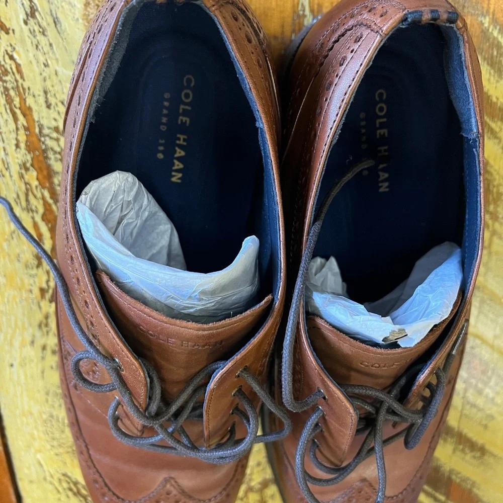 Cole Haan Men's Brown Leather Wingtip Derbys - Picture 8 of 9